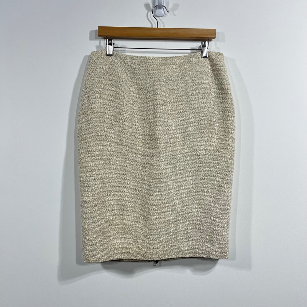 Lafayette 148 Boucle Tweed Office Skirt Women 10 Career Neutral Quiet Luxury